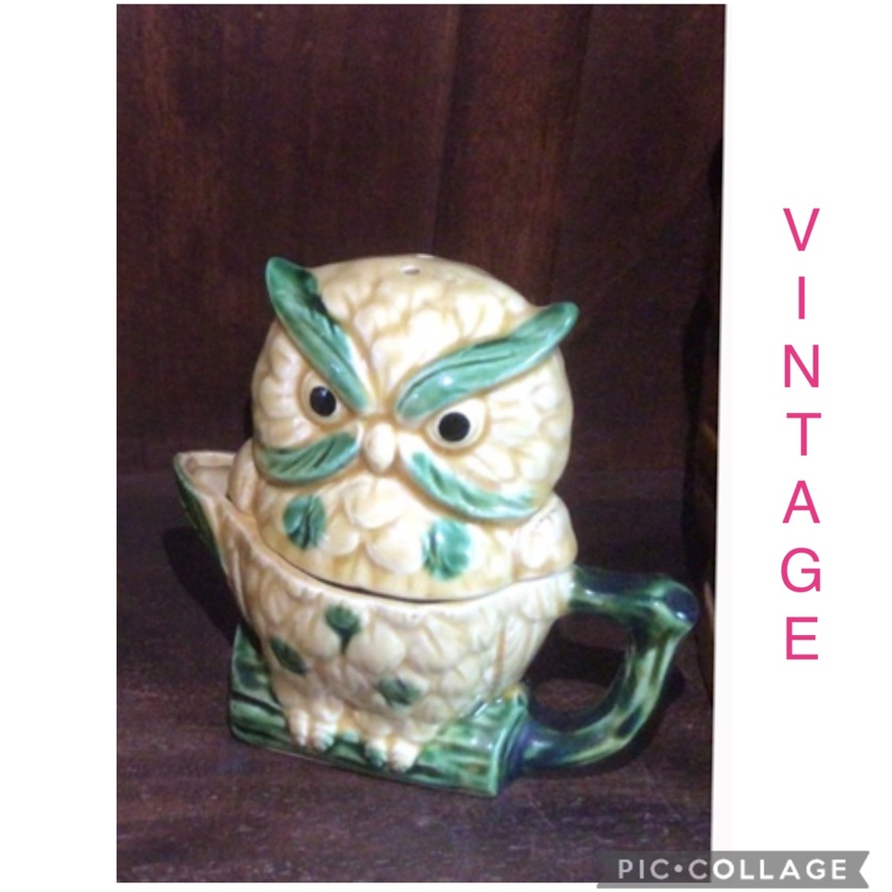 2/15🤪 ✨Marin Japan owl creamer sugar bowl dish vintage collectors